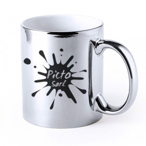 Mug argent aspect chromé 330 ml Mug argenté 330 ml personnalisé