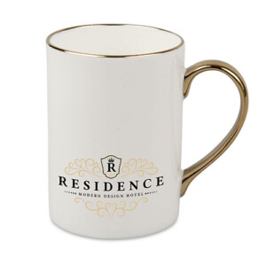 Mug porcelaine 330 ml anse et liseré Or Mug anse et liseret or personnalisé avec logo et texte