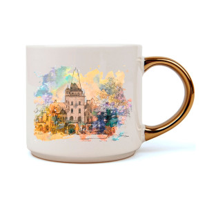 Mug anse or 400 ml Mug personnalisé céramique anse dorée