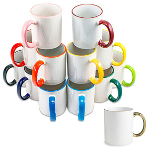 Mugs bord et anse couleur 330 ml - 13 couleurs Mugs céramique personnalisés avec bord et anse en couleur 330 ml
