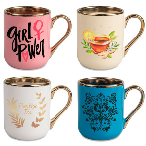 Mug liseret et anse or 350 ml - 4 couleurs Mugs personnalisés couleurs liseret et anse or - 4 couleurs - 350 ml