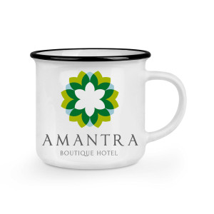 Mug aspect vintage 240 ml - rebord noir Mug vintage personnalisé avec texte et logo en céramique 240 ml