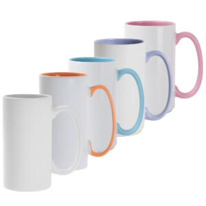 Mugs étroits 380 ml - 5 couleurs disponibles Grands mugs étroits personnalisables par sublimation en céramique
