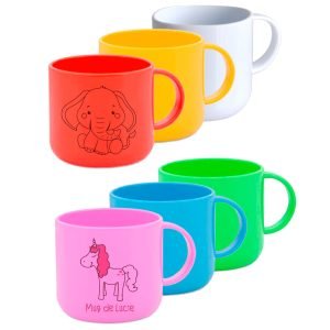 Mini mugs plastiques personnalisés couleur 180 ml pour enfants