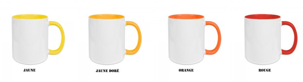 Mugs personnalisables par sublimation avec couleur