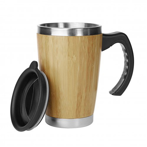 Mug isotherme personnalisable couvercle en bambou, Mugs isothermes