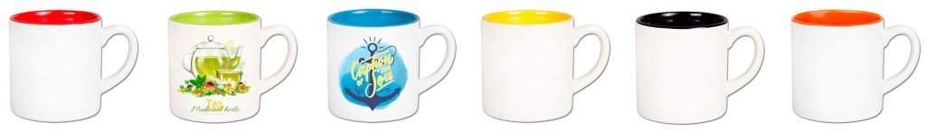 Mini mugs personnalisés céramique intérieur couleur 180 ml