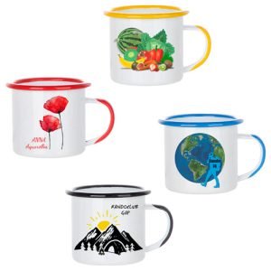 Mugs en métal émaillés personnalisés pour le camping