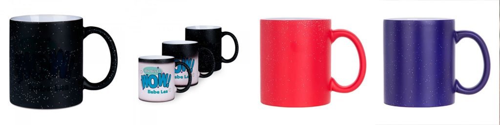 Mug magique pailleté personnalisable couleur noir rouge bleu