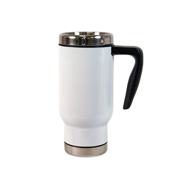Mug isotherme personnalisable blanc / inox (superbe mug thermos)