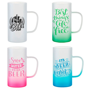 Chope verre dépoli 650 ml - 4 couleurs dispos Chopes personnalisées en verre dépoli couleurs 650 ml