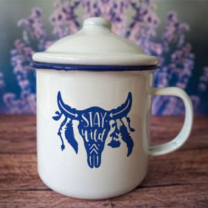 Mug émaillé et son couvercle 350 ml Mug métal émaillé et couvercle