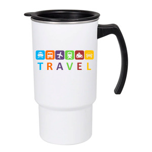 Mug voyage plastique et intérieur inox - 530 ml Mug métal inox et plastique avec couvercle
