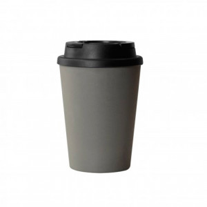 Mug bambou personnalisable gris 350 ml avec couvercle