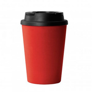 Mug bambou personnalisable rouge avec couvercle 350 ml