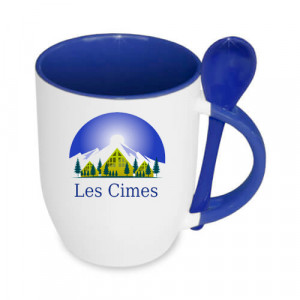 réf MugCuillere-bo Mug cuillère personnalisé bleu avec logo