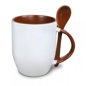 réf MugCuillere-m Mug cuillère marron personnalisable