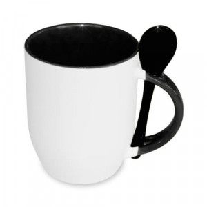 réf MugCuillere-n Mug cuillère noir personnalisable