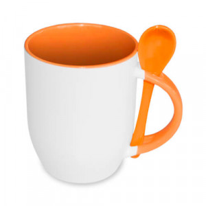 réf MugCuillere-o Mug cuillère orange personnalisable avec texte et logo