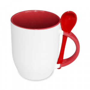 réf MugCuillere-rou Mug cuillère rouge personnalisable avec logo