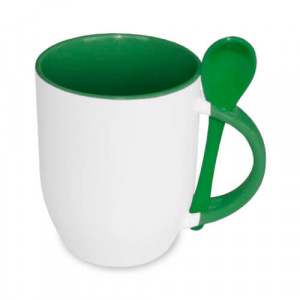 réf MugCuillere-vf Mug cuillère vert foncé personnalisable