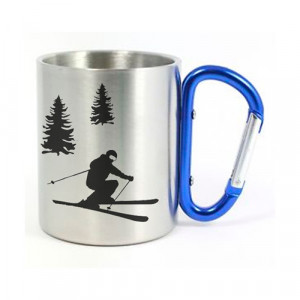 Mug mousqueton bleu avec logo - Contenance 300 ml
