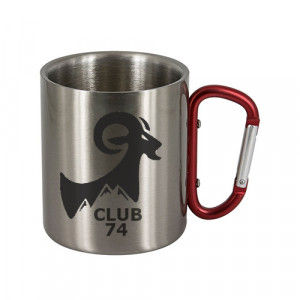 Mug métal inox anse mousqueton personnalisé avec logo - 300 ml