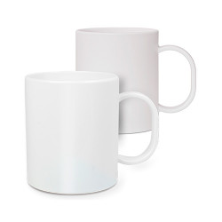 Réf. MugPlast-bl Mug plastique personnalisable blanc brillant ou mat 300 ml