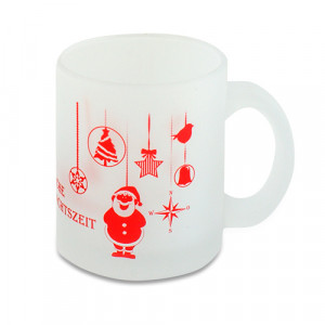Mug verre givré 330 ml Mug en verre aspect givré imprimé avec visuel Noël