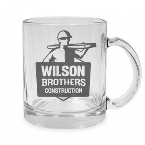 Mug verre transparent personnalisé avec logo noir
