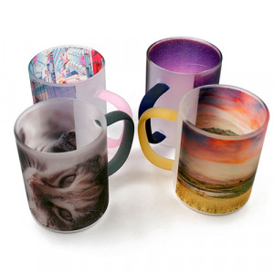 Mugs verre anse couleur 300 ml- 4 couleurs Mugs verre couleur personnalisés