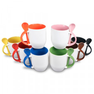 Mugs couleur avec cuillère customizables