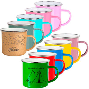 Mugs émaillés 360 ml - 11 couleurs Mugs métal émaillés personnalisés couleurs 360 ml