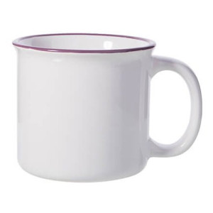 Réf. MugCVintage - violet Mug céramique personnalisable aspect vintage émaillé rebord violet