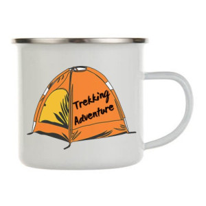 MugEmail350-argent Mug émaillé personnalisé en métal d'aspect vintage blanc imprimé avec logo