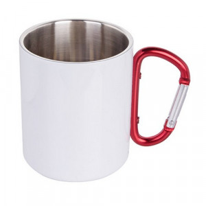 Mug métal inox blanc anse mousqueton 300 ml