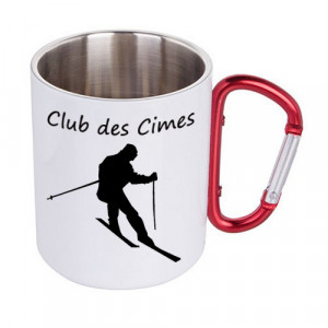 Mug métal mousqueton blanc 300 ml Mug métal mousqueton blanc personnalisé 300 ml