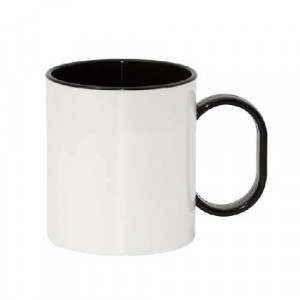 Mug Plastique 300 ml Anse Interieur Noir Personnalisable