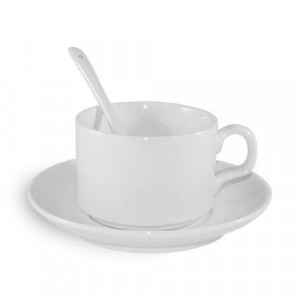 Tasse café personnalisée en céramique avec soucoupe et cuillère