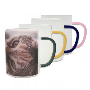 Mug verre givré anse couleur
