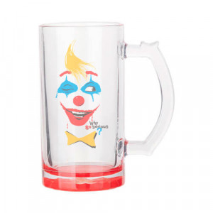 Fond rouge Chope à bière en verre transparent personnalisée