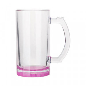 chope à bière personnalisable en verre transparent fond mauve