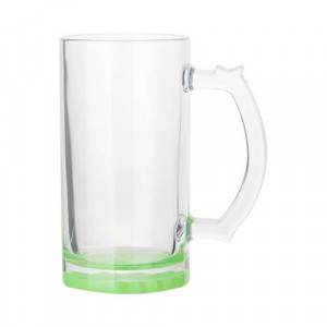chope à bière personnalisable en verre transparent fond vert