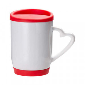 mug avec couvercle rouge personnalisable