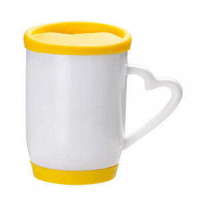 mug avec couvercle jaune personnalisable