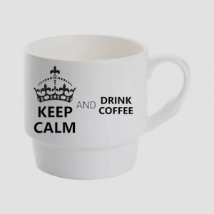 Mug empilable personnalisé avec logo et texte en céramique blanc