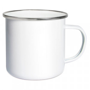 MugEmail500-argent Mug émaillé en métal à personnaliser 500 ml - rebord argenté