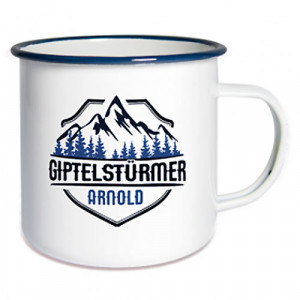 MugEmail500-bleu Mug métal émaillé personnalisé avec rebord bleu 500 ml