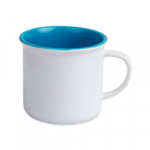 Ref MugEmailCou250-bleu Mug en métal émaillé bleu personnalisable 250 ml