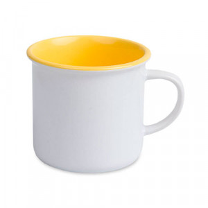 Ref MugEmailCou250-jaune Mug en métal émaillé personnalisable 250 ml jaune